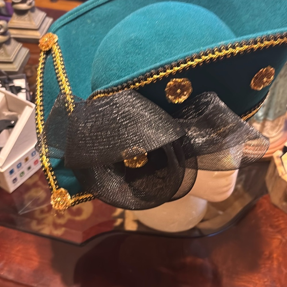 Elegant Teal and Black Women's Hat